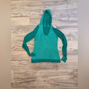 Three Dots Women's Green Hooded Top Size Medium